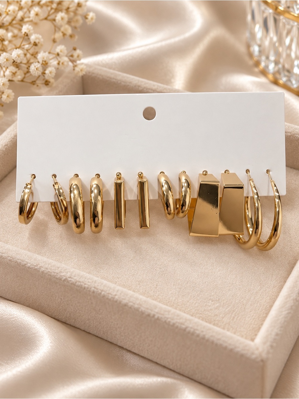 Gold Multi-Style Hoop and Stud Earring Set